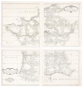 (FRANCE.) Group of 8 seventeenth-and-eighteenth-century engraved maps.                                                                           